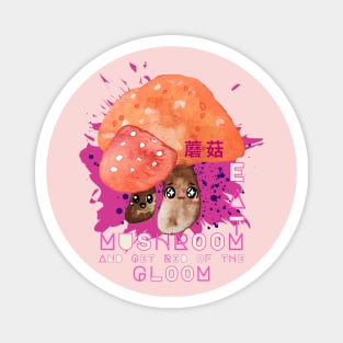 Orange X Pink Kawaii Mushrooms Magnet